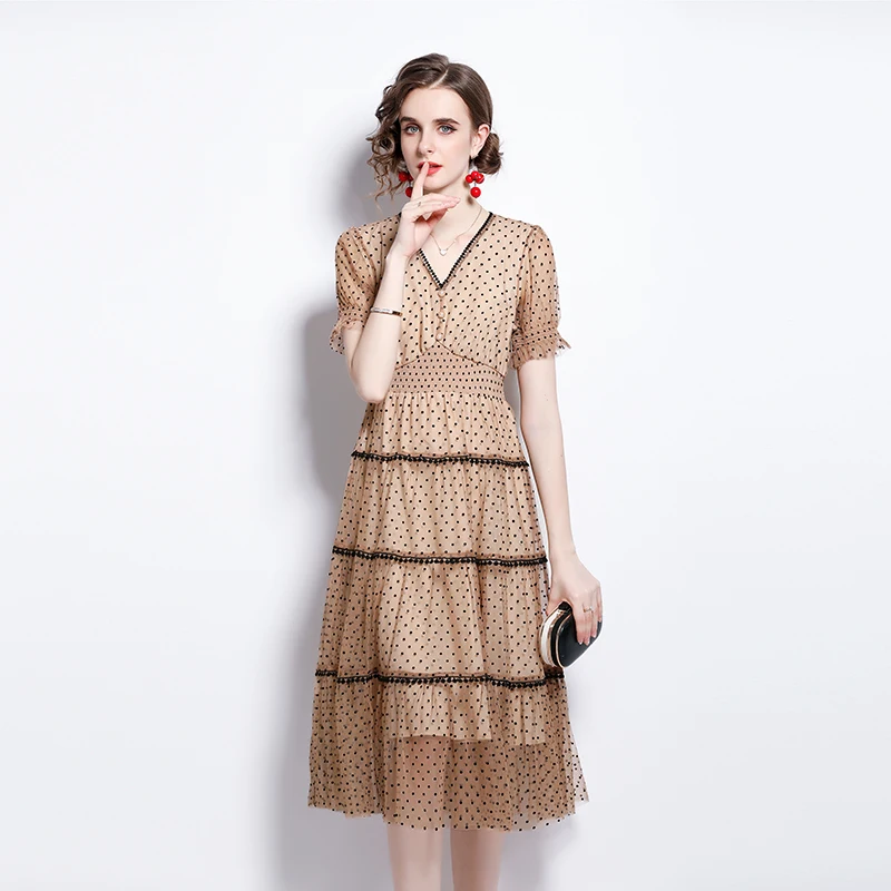 

Women Summer Dresses Office Lady LOOSE Gauze Mid-Calf Women Elegant Dresses Party Night V-Neck Casual 2021 Women New Dresses