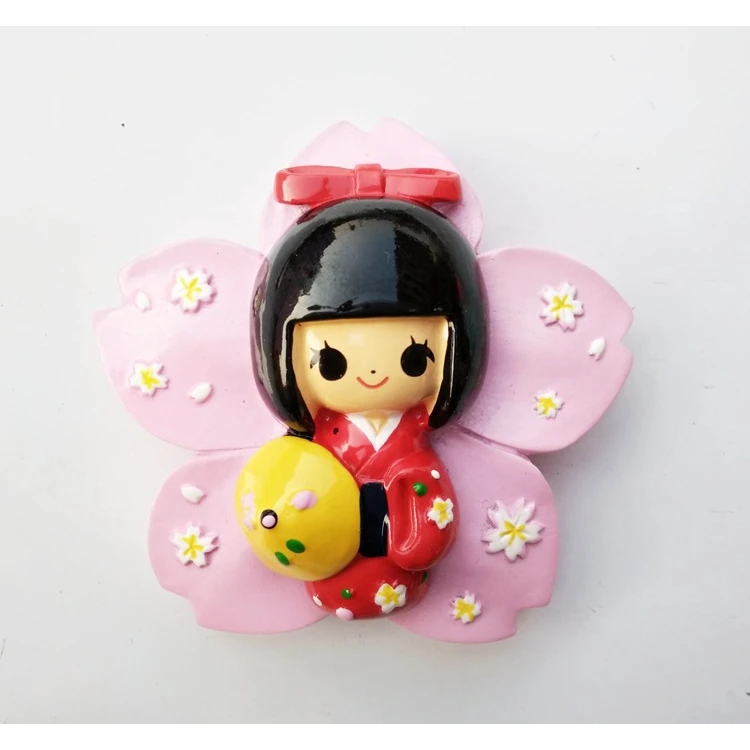 Cherry Blossom Girl Магнит на холодильник Декор японский туристский сувенир lucky cat Токио Fujiyama Kinkakuji магнитные наклейки на холодильник из смолы наклейки - Цвет: Cherry Blossom Girl