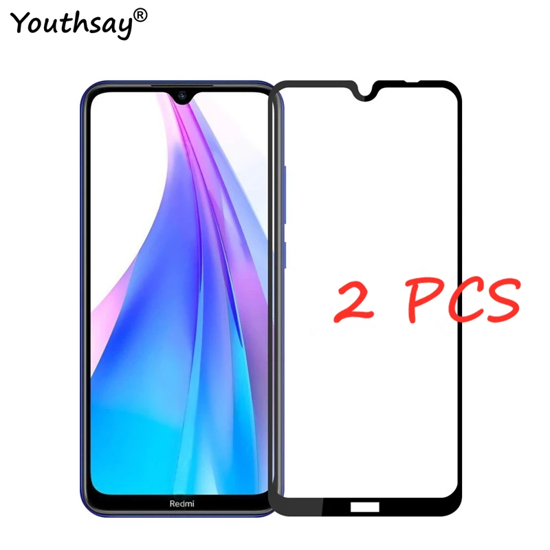 Protector de pantalla de vidrio para Xiaomi Redmi Note 8T, pel&iacute;cula protectora de pegamento completo, vidrio para Xiaomi Redmi Note 8T, 2 uds.-0