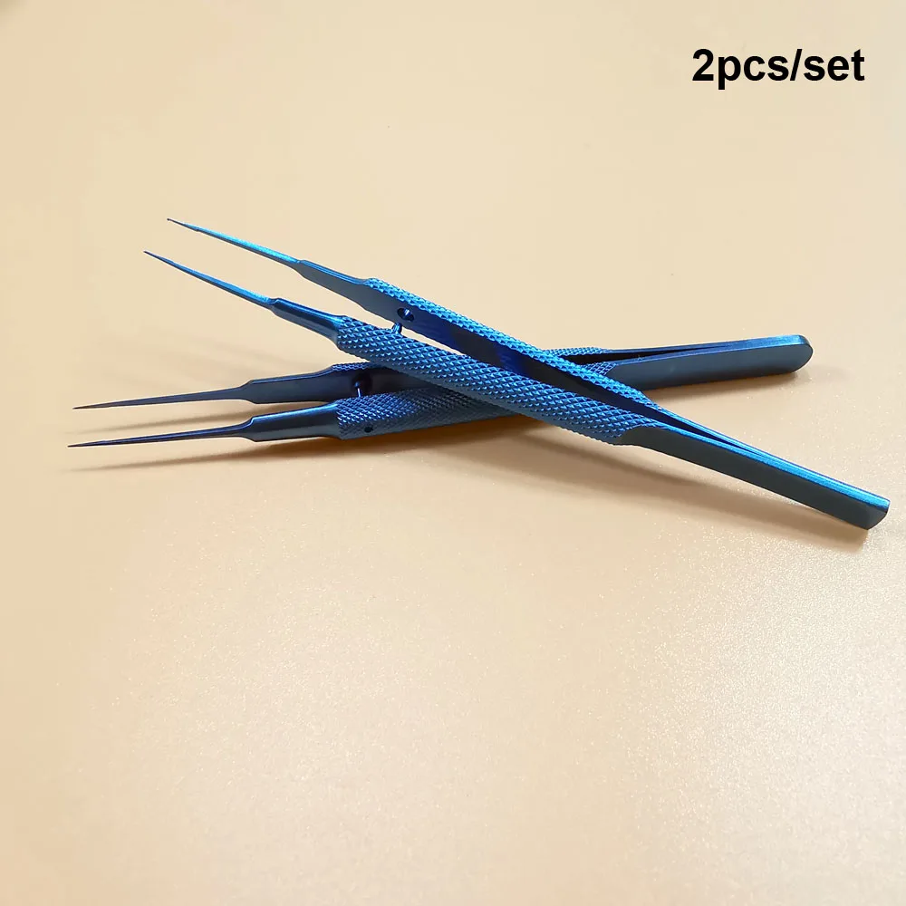 2pcs.set Титановые Tlloy хирургические инструменты офтальмологические микрохирургические стоматологические инструменты держатели игл+ 11,5 см ножницы+ Пинцет - Цвет: 2pcs.set