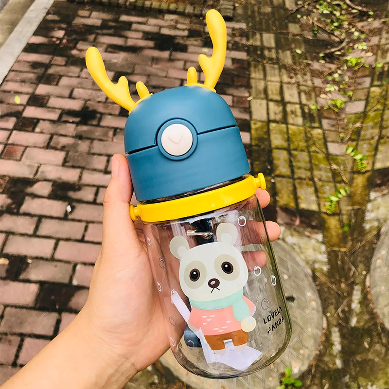 Детская соломенная бутылка для воды 600 мл с плечевым ремнем без БФА прыгающей