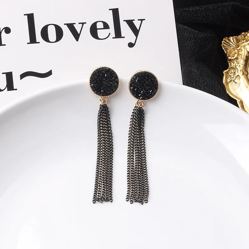 Длинные висячие серьги с цепочкой и кисточками золотой цветной Maxi Висячие