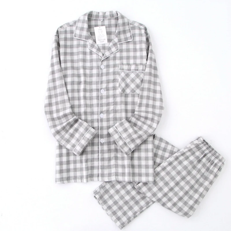 Новинка брюки с длинным рукавом из промытого хлопка Мужская пижама на весну и