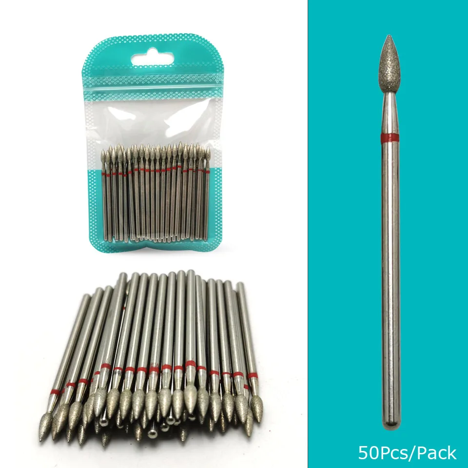 HYTOOS 50Pcs Diamond Nail Drill Bit 3/32&quot Electric Accessories Rotary Cuticle Clean Burr Manicure Cutter Mills | Красота и