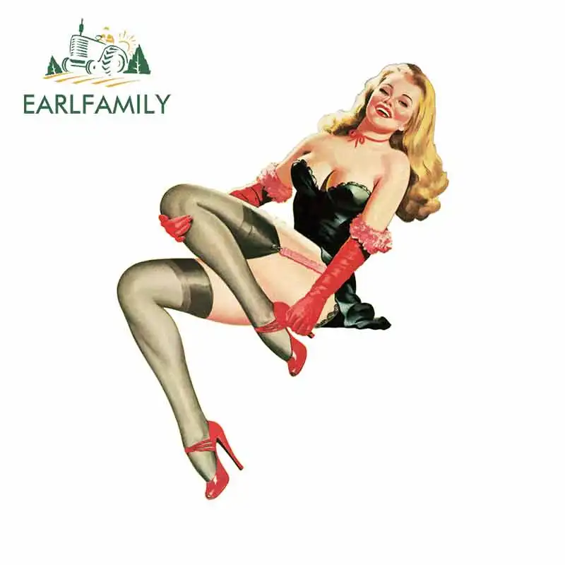 EARLFAMILY 13 см x 9 для Пинапа векторная Винтажная заколка девушка автомобиль наклейка