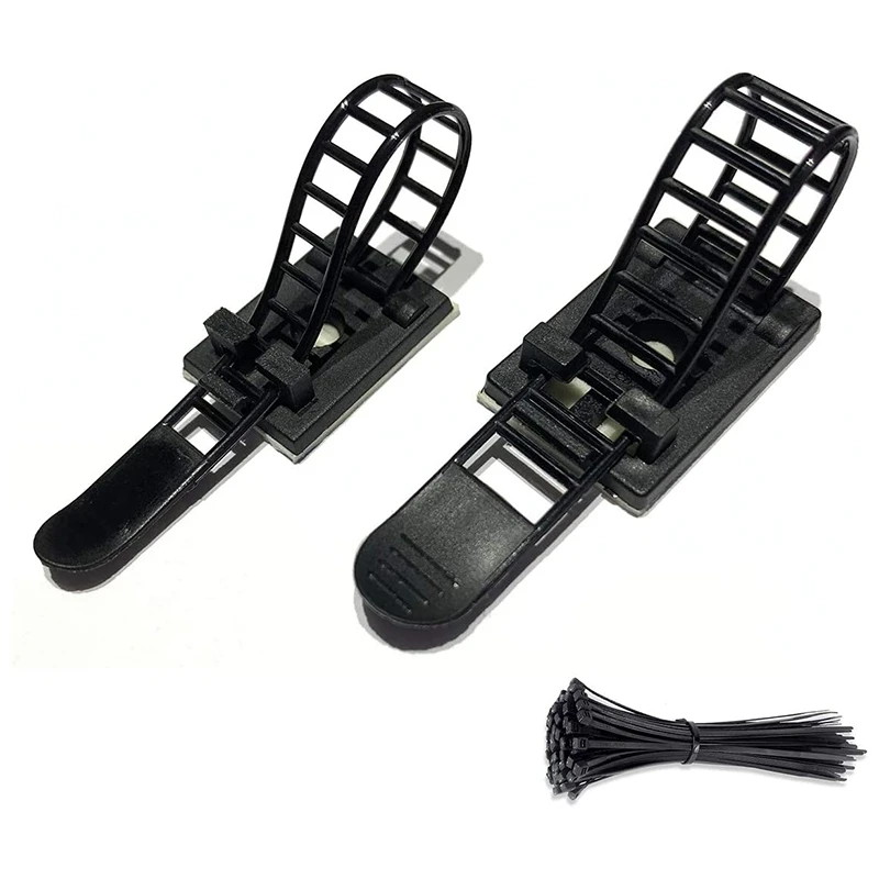 

50Pcs 2 Size Adjustable Adhesive Cable Ties Cable Clips Wire Strap for Cable Management At Home and Office with Zip Ties