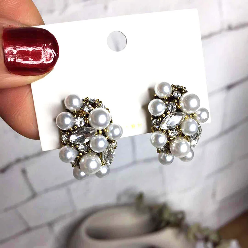 Серьги-гвоздики ручной работы в Корейском стиле женские серьги с искусственным