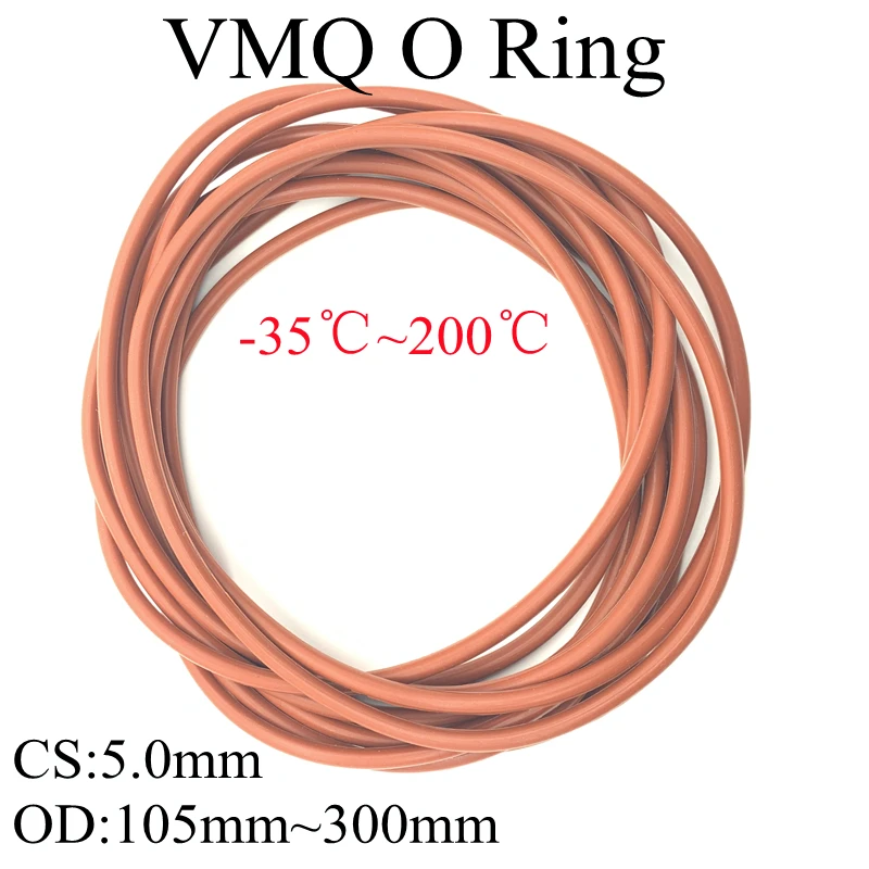 

10 шт. превосходные уплотнительные кольца VMQ уплотнительные прокладки CS 5 мм OD 105 мм ~ 300 мм силиконовая Изолированная Водонепроницаемая шайба круглая форма нетоксичное уплотнительное кольцо