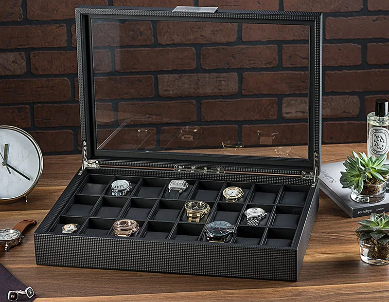 

24 slots fashion men home watch box top quality watch organizer watch storage box 0907-18