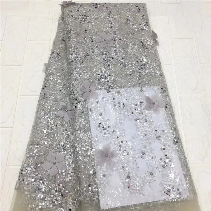 

African Lace Fabric 2020 pink 3d flower Embroidered Nigerian Wedding Lace Fabric High Quality French Tulle Lace Fabric Beads