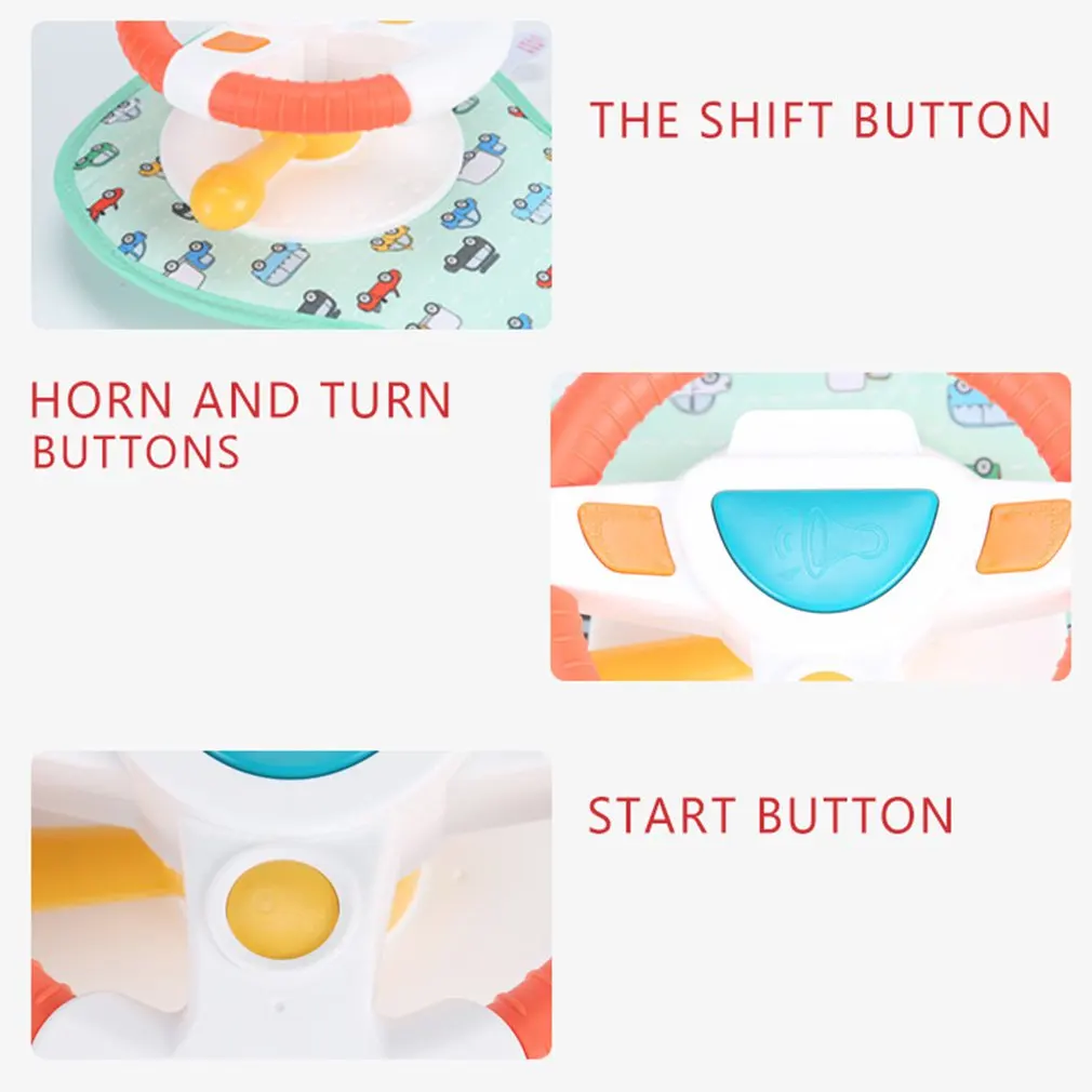 Игрушка рулевого колеса Baby Kids Eletric Simulation Steering Wheel Toy Driving Interactive Musical Educational Car Seat Back For Infant Boys Girls.