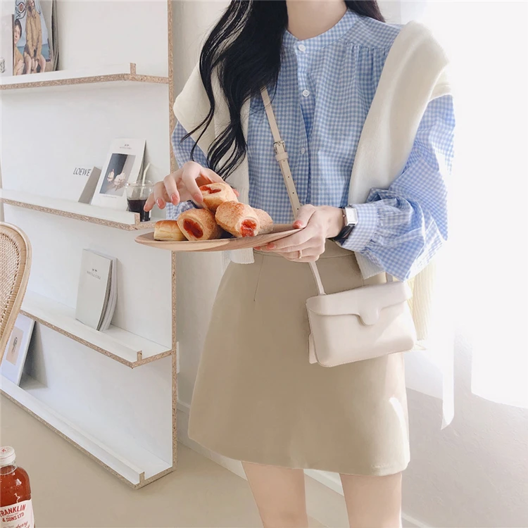 Женская блузка в клетку Повседневная модная однобортная свободная