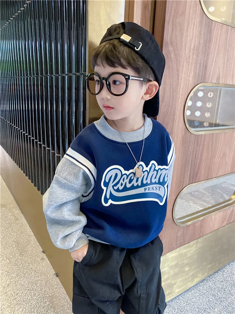 

2-15 Years Old Spring Autumn Sweatshirts Boys Fake Two Sport Children's Clothing Baby Cotton Top Clothes Boy Outerwears