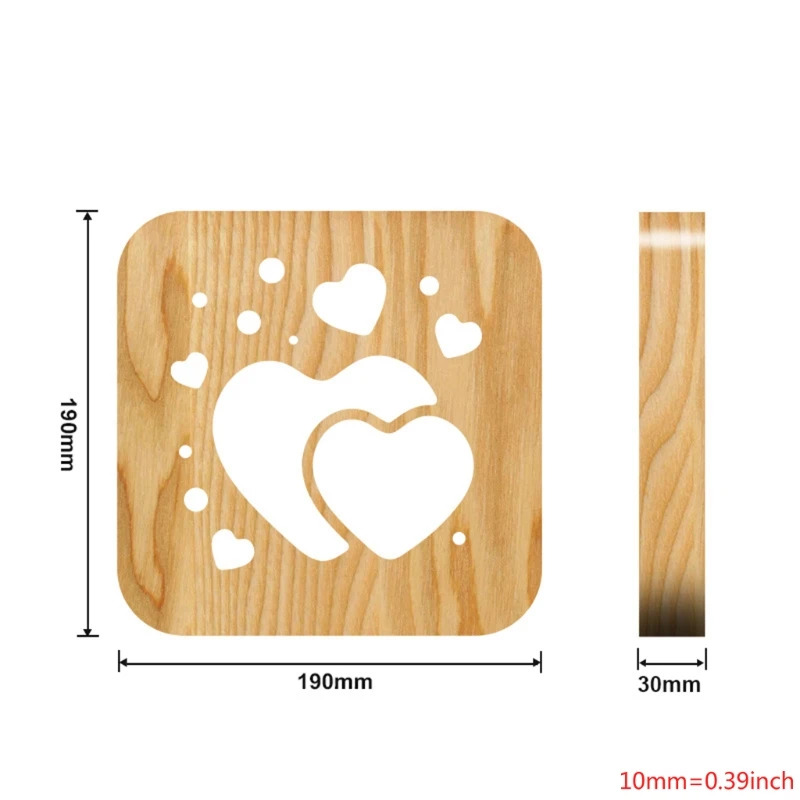 

3D Wooden Hearts Night Light LED Table Lamp Valentine's Day Gift Bedroom Coffee Shop Home Decoration