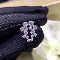 stainless steel light luxury women stud earrings korea fashion design geometric crystal zircon earrings jewelry girl party gifts