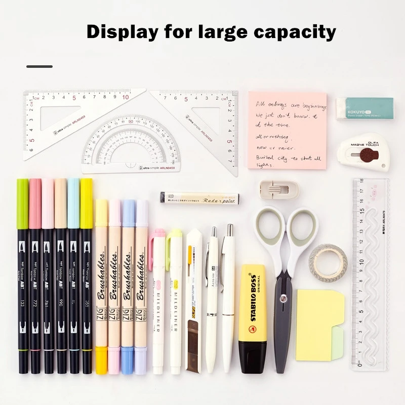 angoo youth pen bag pencil case dual side open canvas pens phone holder storage pouch stationery school a6171 free global shipping