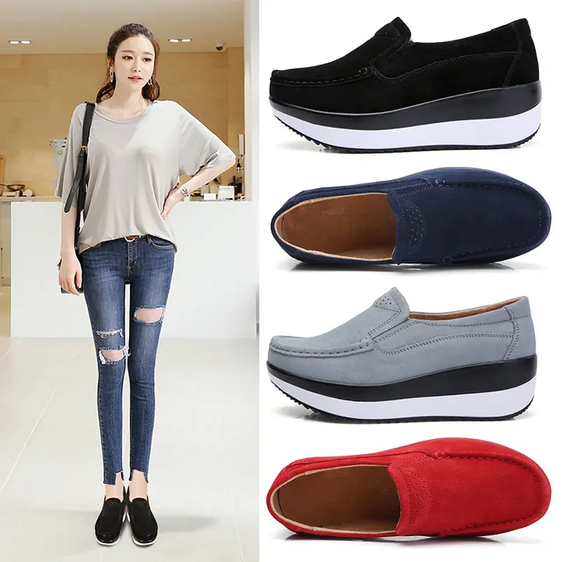 

platform sneakers ladies shoes 2019 slip-on comfortable women flats shoes solid casual shoes woman slip-on wedge shoes plus size