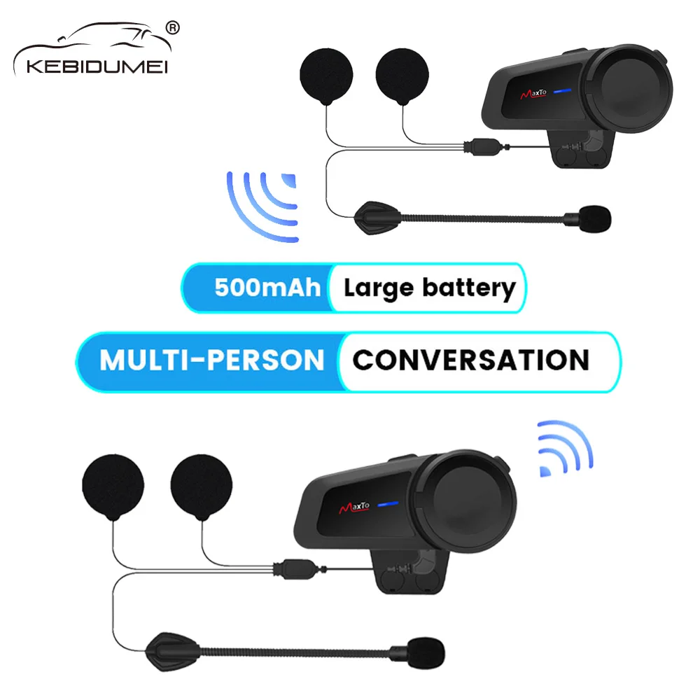 

kebidumei M2 Helmet Bluetooth Intercom Motorcycle Helmet Interphone Headset Wireless Bluetooth Moto Headset For 6 Riders Talking