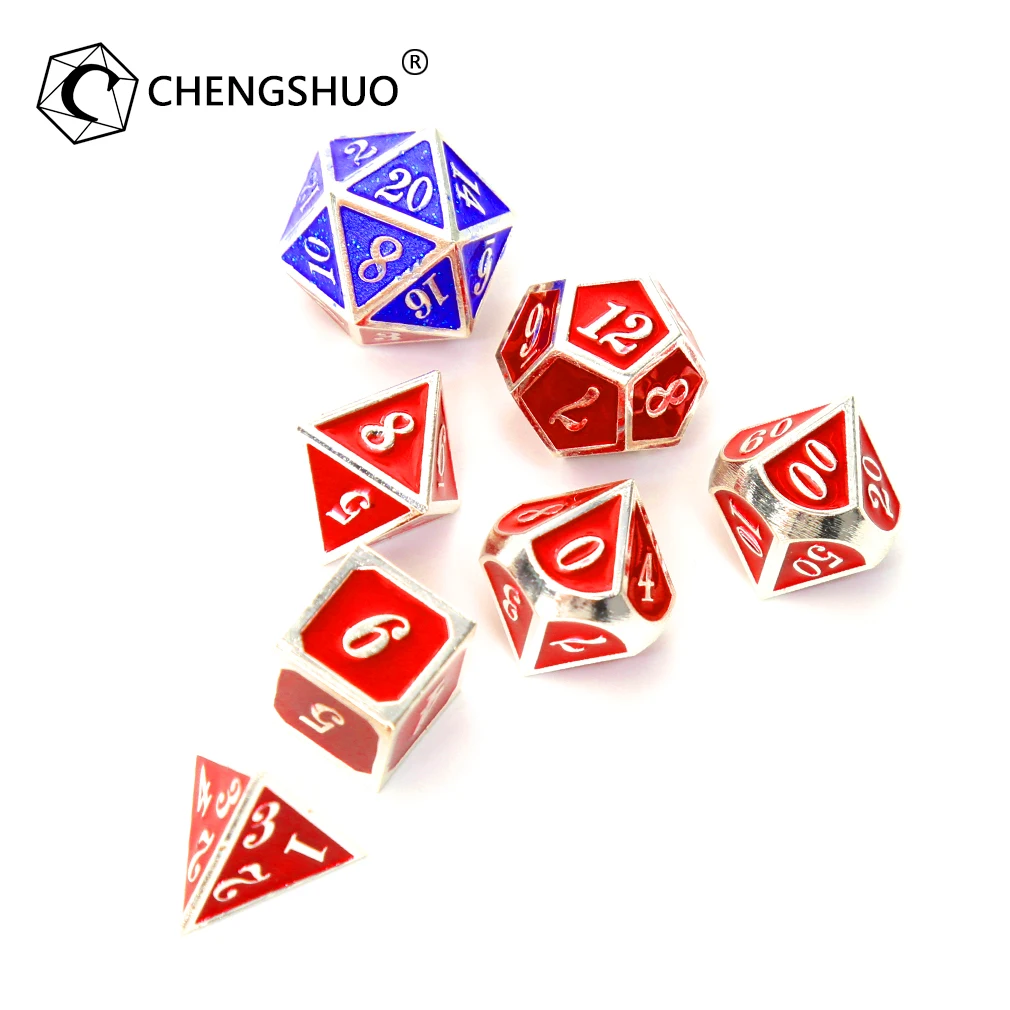 Chengshuo rpg металлические кости dnd многогранник кубики наборы Настольный косплей игры цинковый сплав кран кости пользовательский цвет шаблон d20 12 8