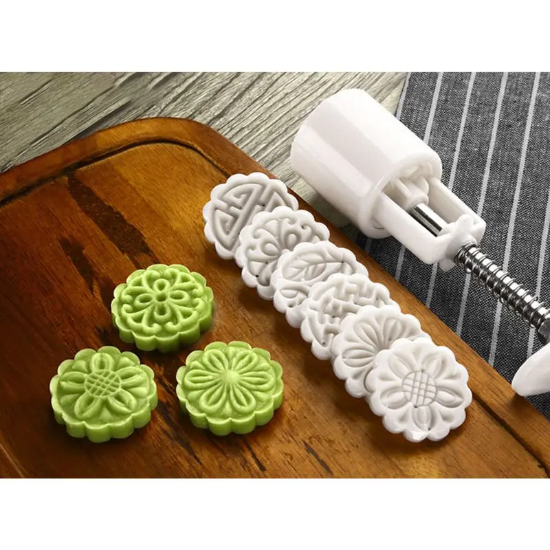25 г Mooncake бочонок форма с 6 шт цветок штампы Ручной пресс Луна Торт Кондитерские