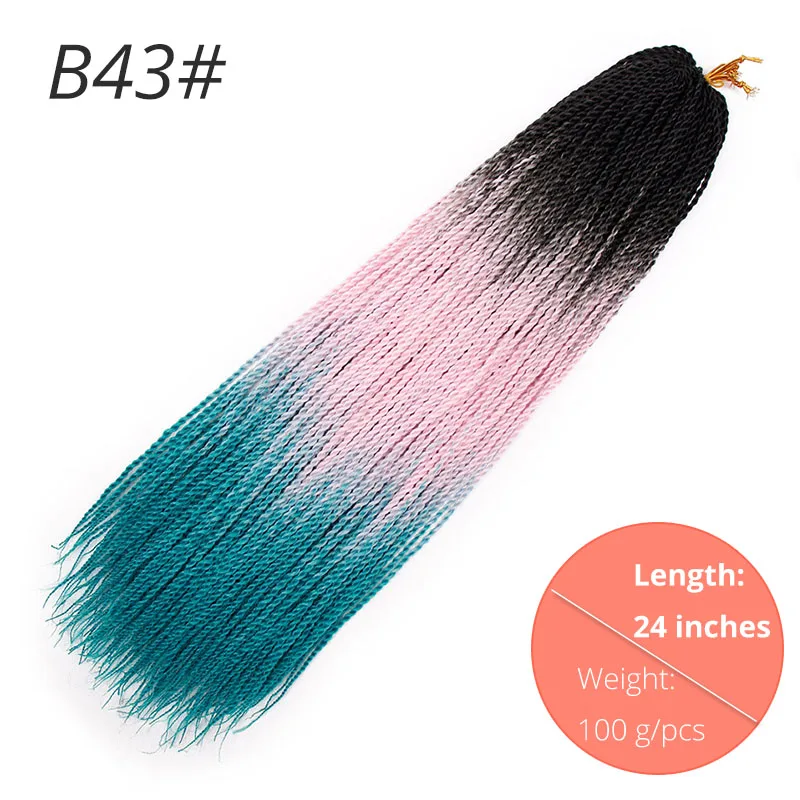 B43 AISI BEAUTY Ombre Senegalese завивка, плетение волос 14 18 24 дюймов Синтетические косички для наращивания крючком наращивание волос Черный Коричневый Женский - Цвет: B43