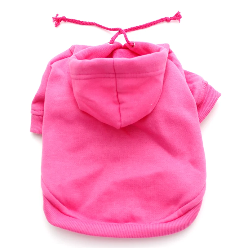 Fuchsia Однотонный свитер с капюшоном для собак, кошек, домашних животных, футболка со щенком, пальто для собак, кошек, маленьких и средних размеров, 6 цветов, 7 размеров - Цвет: Fuchsia
