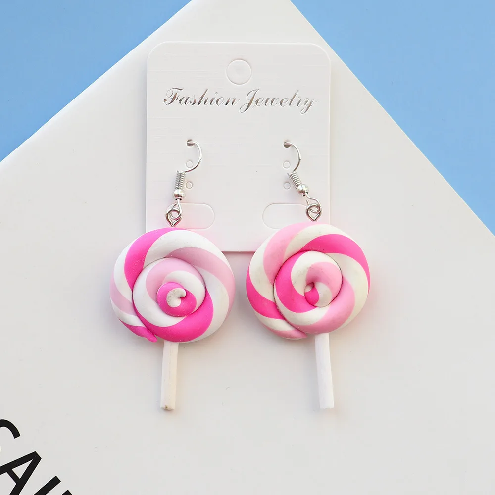 

New Earrings Ladies Soft Clay Rainbow Lollipop Earrings Children'S Jewelry Custom Handmade Cute Girl Marshmallow Gifts