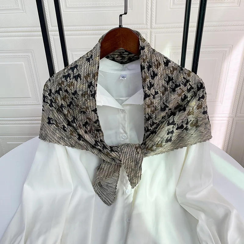 

Hot Sale 2020 Female Silk Neck Scarf Square Hair Scarves Foulard Head Brand Shawls And Wraps Neckerchief Bandana Hijab 90*90cm