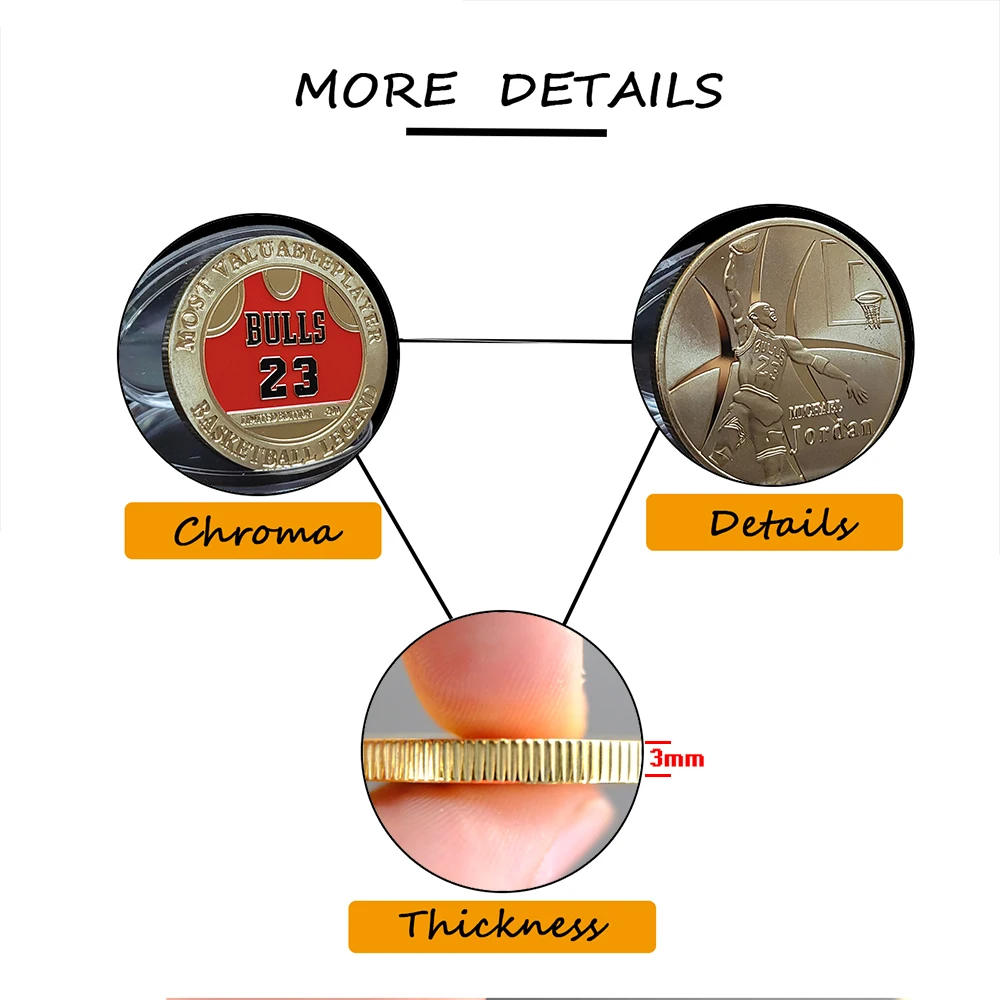 5 шт. золотые монеты для поклонников Джордана Майкл Джордан США | Дом и сад