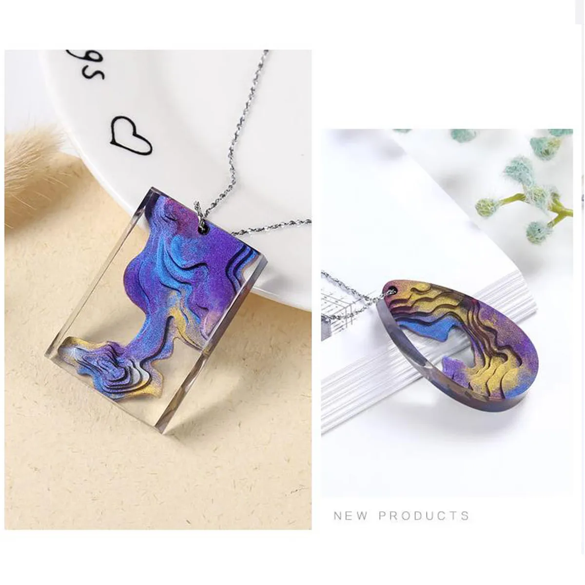 

1pc Pendant Terraced Mould Crystal Terraces Island Silicone Mold Jewelry Craft