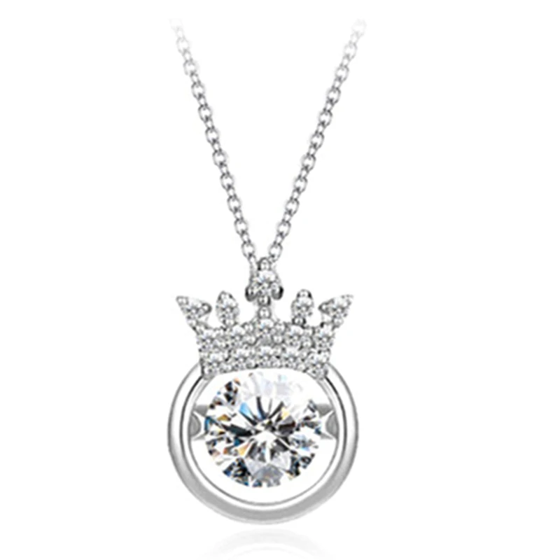

Crown Heartbeat Necklace Fashion Simple Elegant Queen Crown Pendant Chain Crystal Jewelry For Women Girl Gift Accessories