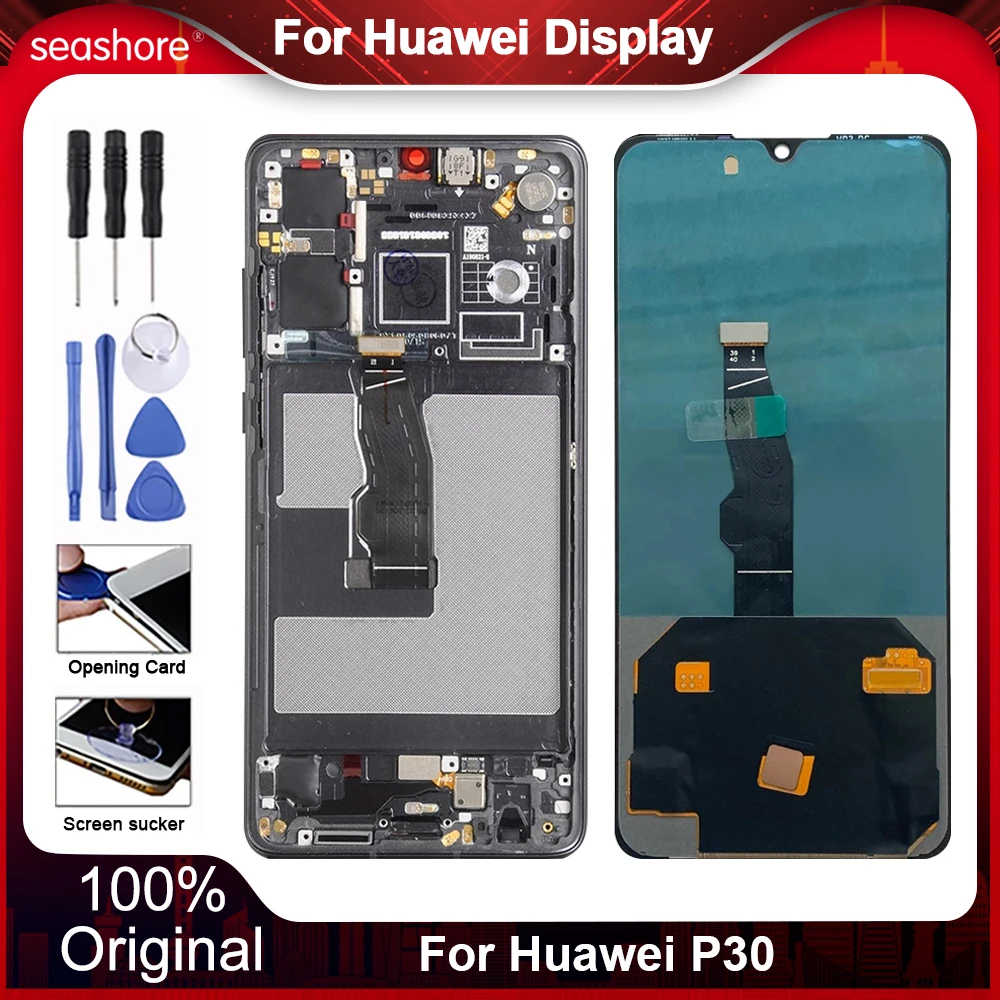 Pantalla OLED t&aacute;ctil para Huawei P30, piezas de repuesto de digitalizador LCD, ELE-L29 ELE-L09-0