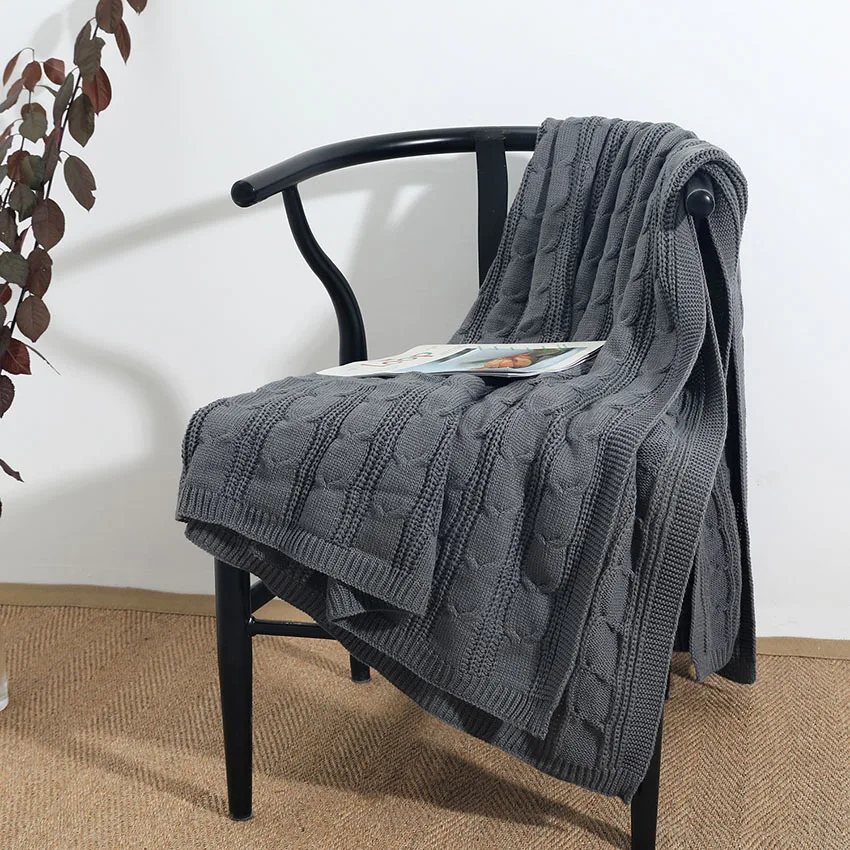 Mantas n&oacute;rdicas simples para dormir, manta de acr&iacute;lico para sof&aacute;, decoraci&oacute;n c&aacute;lida de invierno, tejido de lana suave, chal grande de Color s&oacute;lido-0