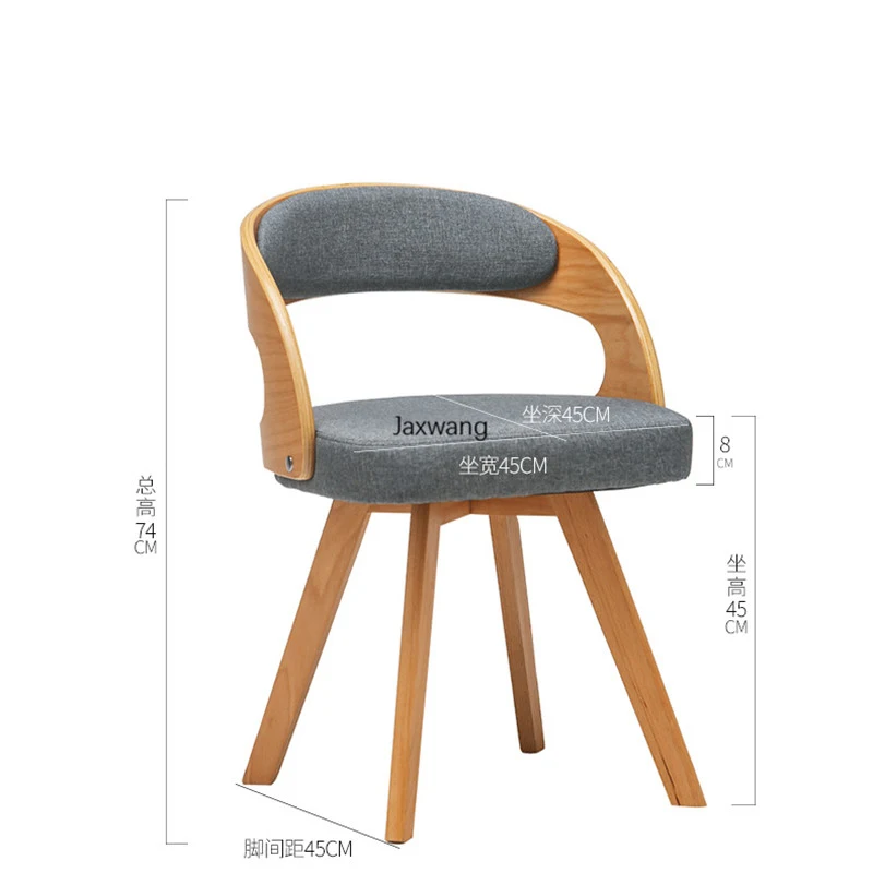

Nordic Dining Chairs for The Kitchen Solid Wood Fabric Negotiation Chair Milk Tea Shop Back Modern Balcony Leisure Swivel Chair
