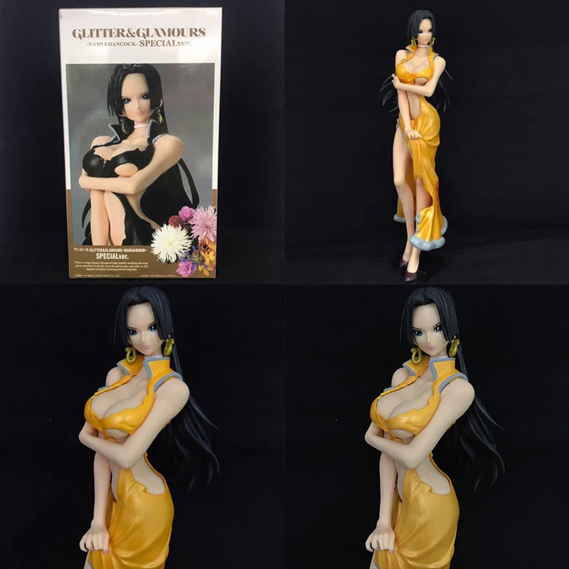 

25cm One Piece Boa Hancock Anime Action Figure Glitter Charm Battle Damaged Cheongsam PVC Collection Model Dolls Toys for Gifts
