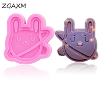 new lm407 shiny fighting rabbit epoxy resin silicone mold diy handmade earring pendant jewelry silicone mold cake baking gadget
