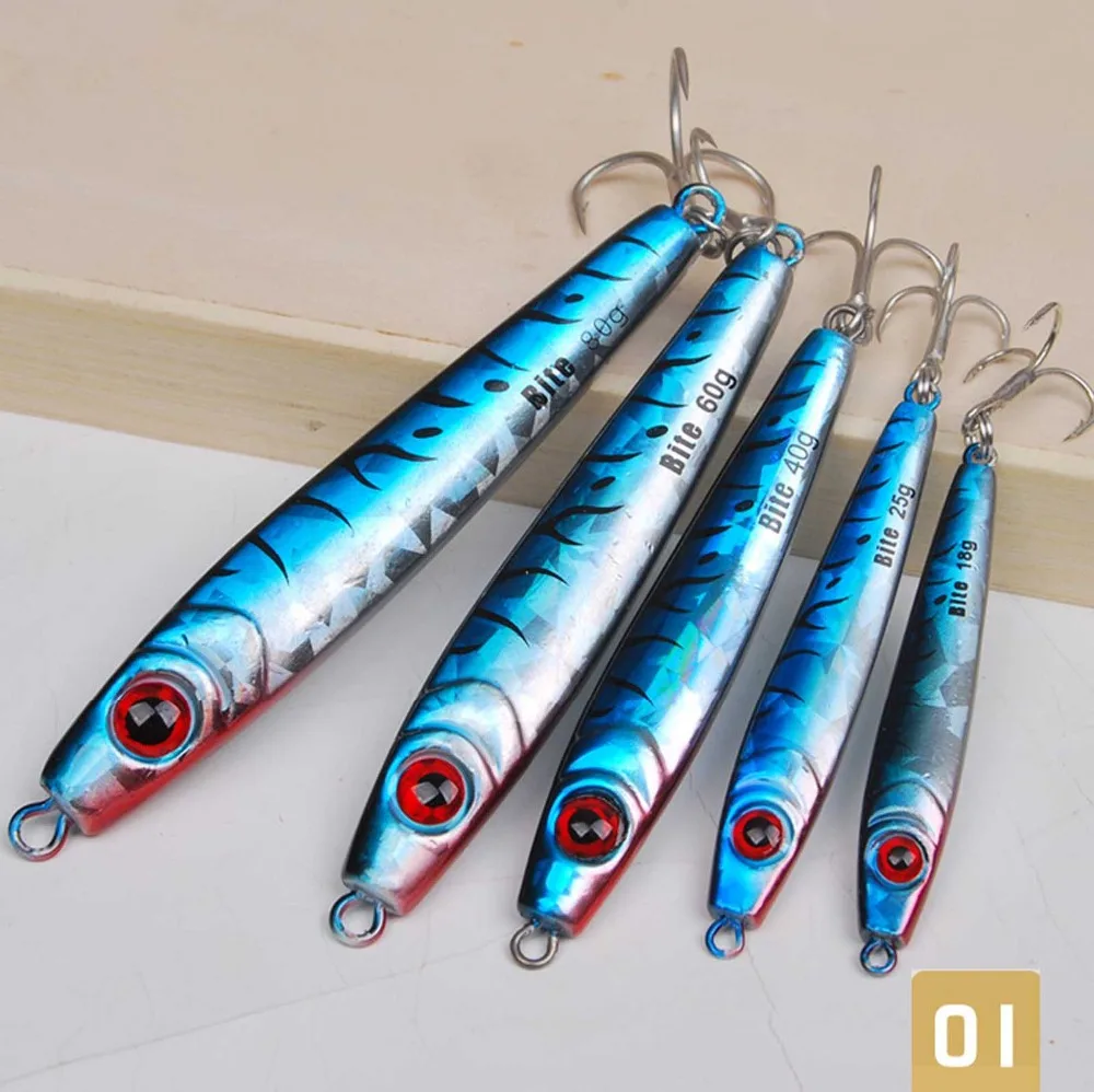 

5PCS Deep sea Blue Jigging Fishing Ocean Boat Rock Beach Slow Jig Jigbait Spoon Lure baits 18/25/40/60/80g