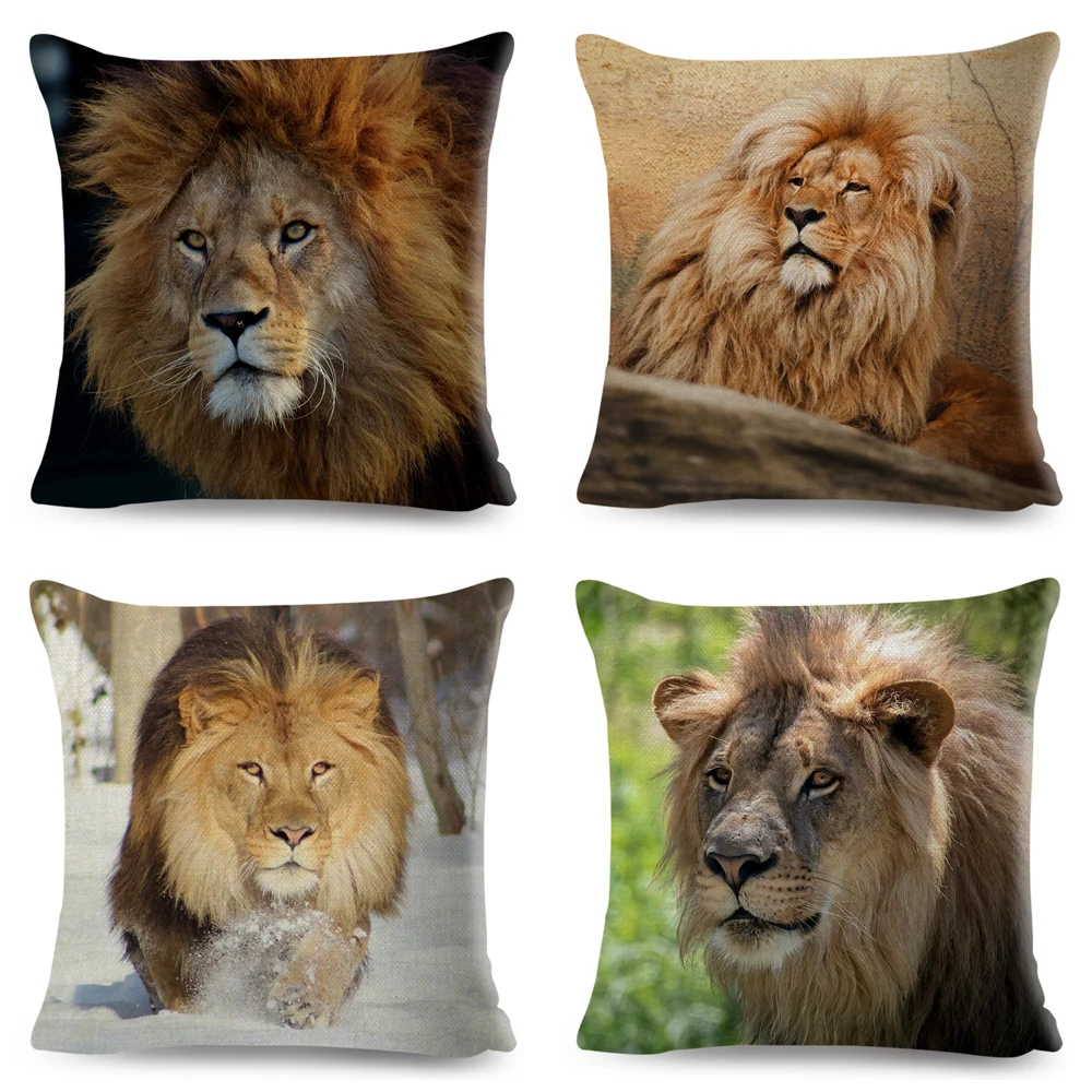 Чехол для подушки с принтом африканского льва декоративный чехол из полиэстера