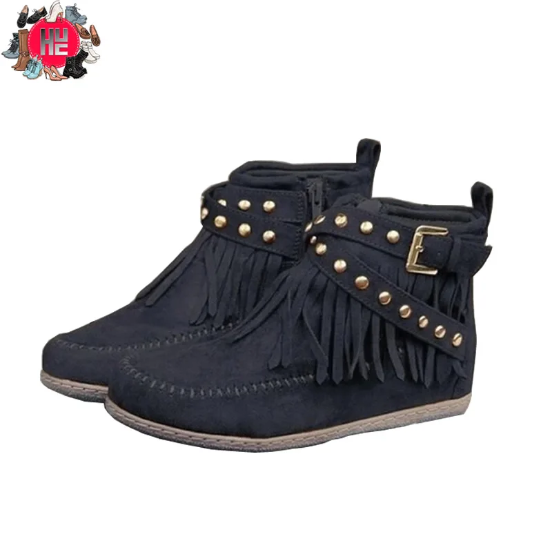 Fringe Мокасины Сапоги Ретро шипованная застежка-молния Пряжка Timberland Boots Ботильоны