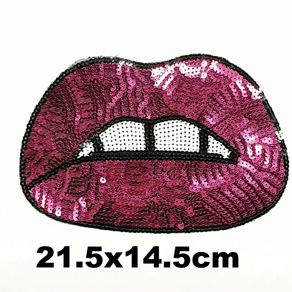 

Apparel large embroidery big lip mouth patches for clothing AM-3371