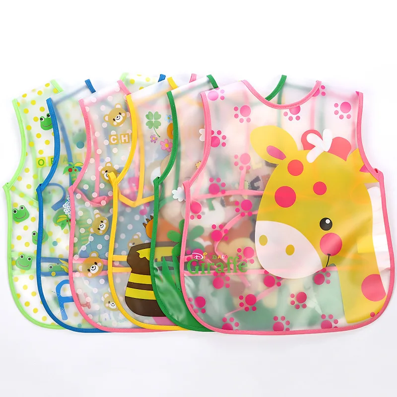 

Adjustable baby bib EVA waterproof lunch bib baby cartoon feeding cloth children sleeveless apron headband