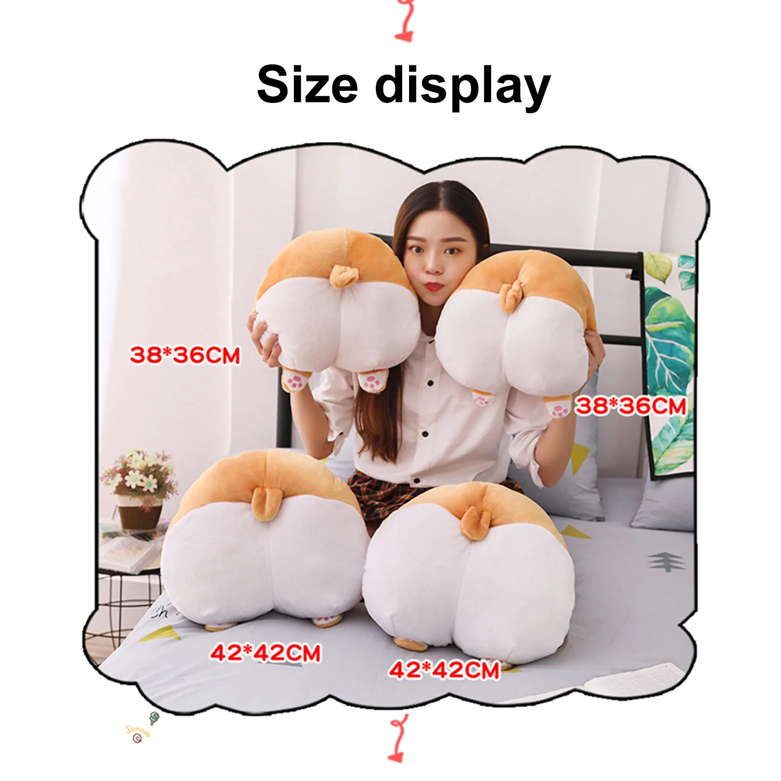 

Corgi Butt Shape Stuffed Plush Hand Warmer Pillow Stuffed Dog Doll Children Gift Soft Doll Cushion Sofa Pillow Gifts Xmas Gift