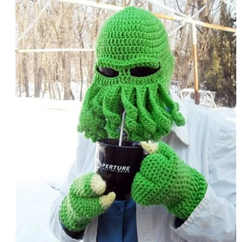 Новинка 2020 зимняя теплая вязаная шапка унисекс с изображением осьминога ручной