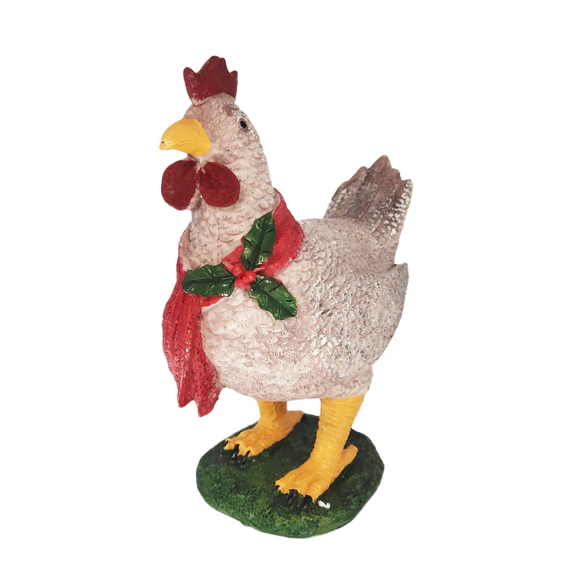 

Chicken with Scarf Holiday Decoration Cute Chicken Yard Art Christmas Ornament for Garden Patio Lawn