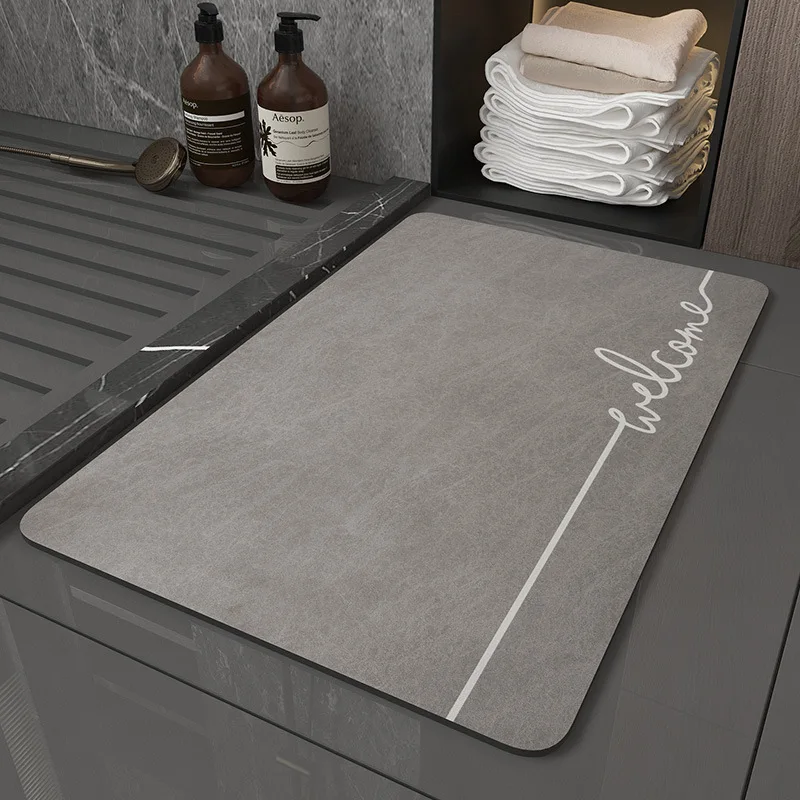 

Bathroom Rugs Non-Slip Rubber Quick Dry Toilet Foot Pad Shower Room Door New Leather Velvet Absorbent Pad Floor Comfortable Mats