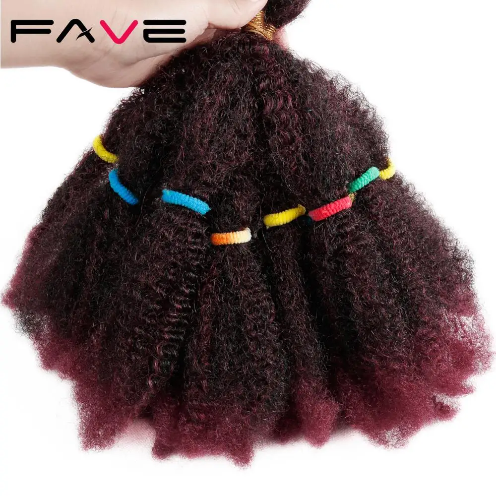 FAVE Braids Hair Afro Kinky Bulk Afro Curly Synthetic Hair Short 12"Crochet Braiding Hair Extensions For American African Women