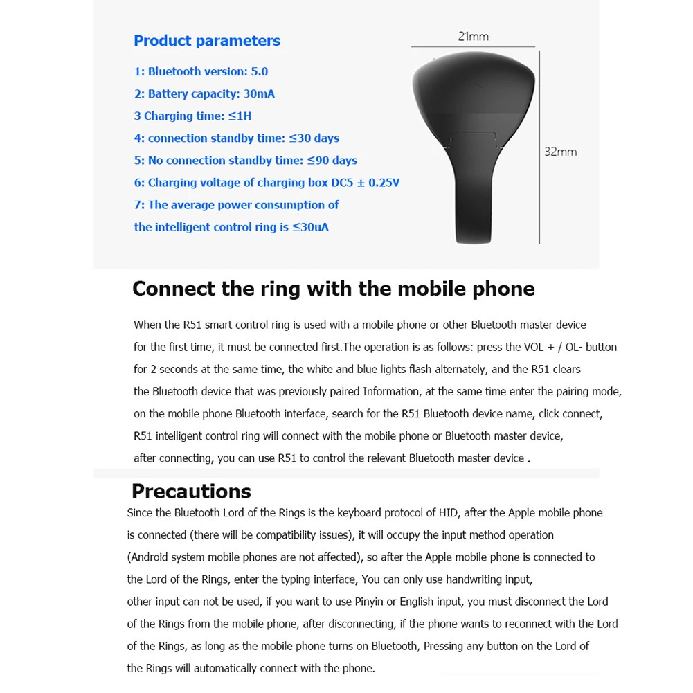 

Multifunctional Wearable Devices Smart Finger Ring Phone Bluetooth Ring Remote Control Bluetooth 5.0 Car Kit For iOS Android TV