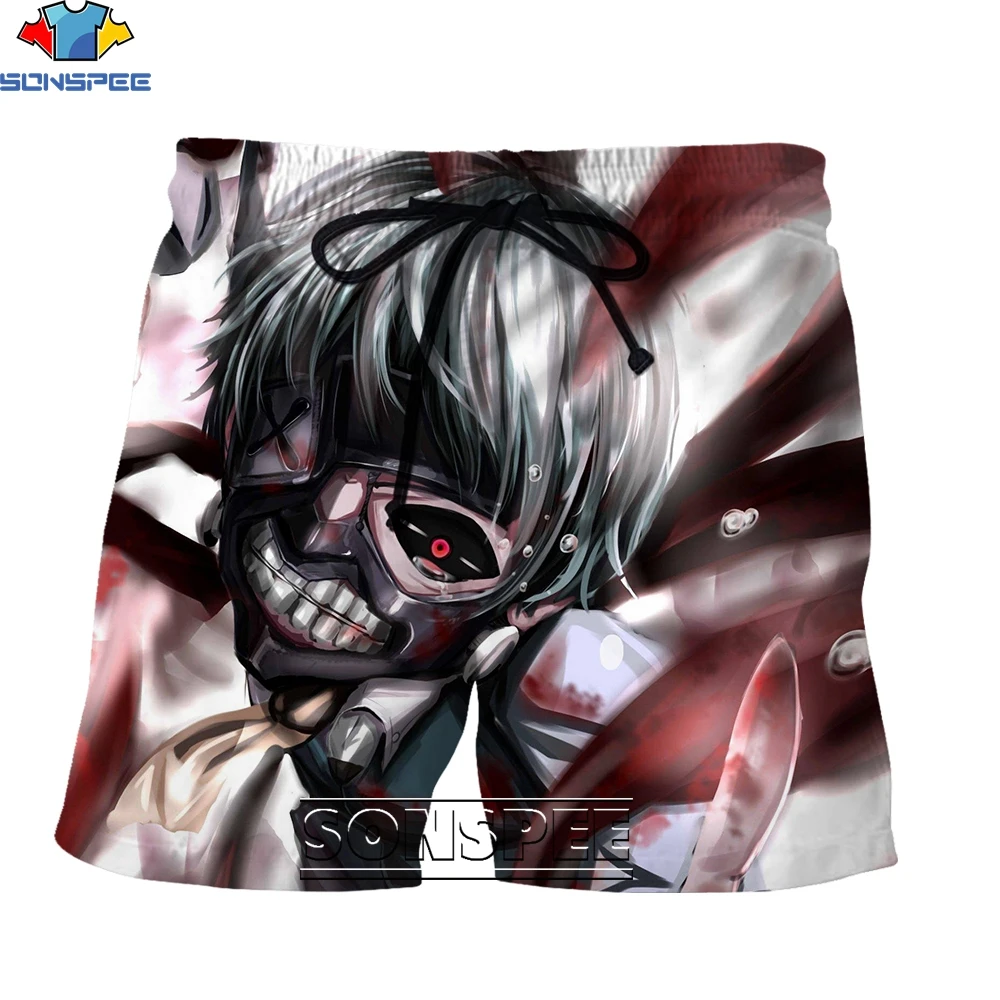 

SONSPEE Fashion Cartoon Anime Tokyo Ghoul Series 3D Printing Men's Shorts Summer Creative Street Personality Casual Hip Hop
