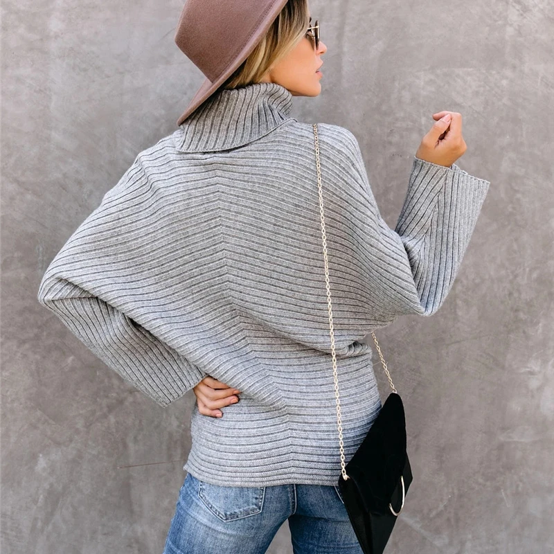 

MIOFAR Women Loose Long Sleeve Fashion Long Pattern Sweaters Autumn and Winter Pullover Turtlenneck Sweaters Casual Street Style