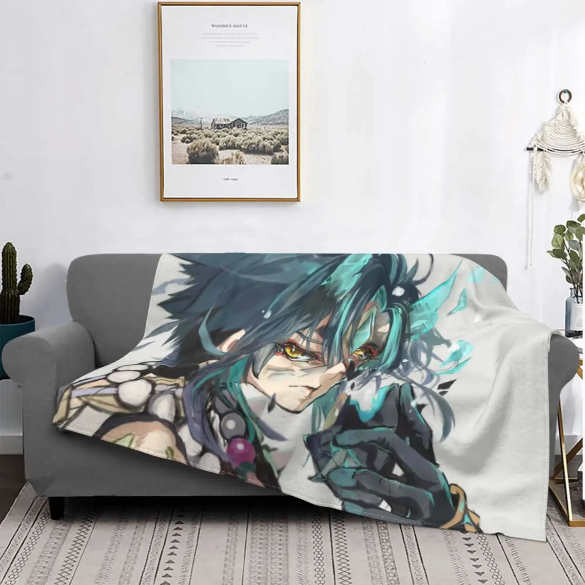 

Xiao Genshin Impact Blanket Anime Cartoon Four Seasons Stitch Soft Portable Coral Fleece Throw Blankets For Adult Bed Office